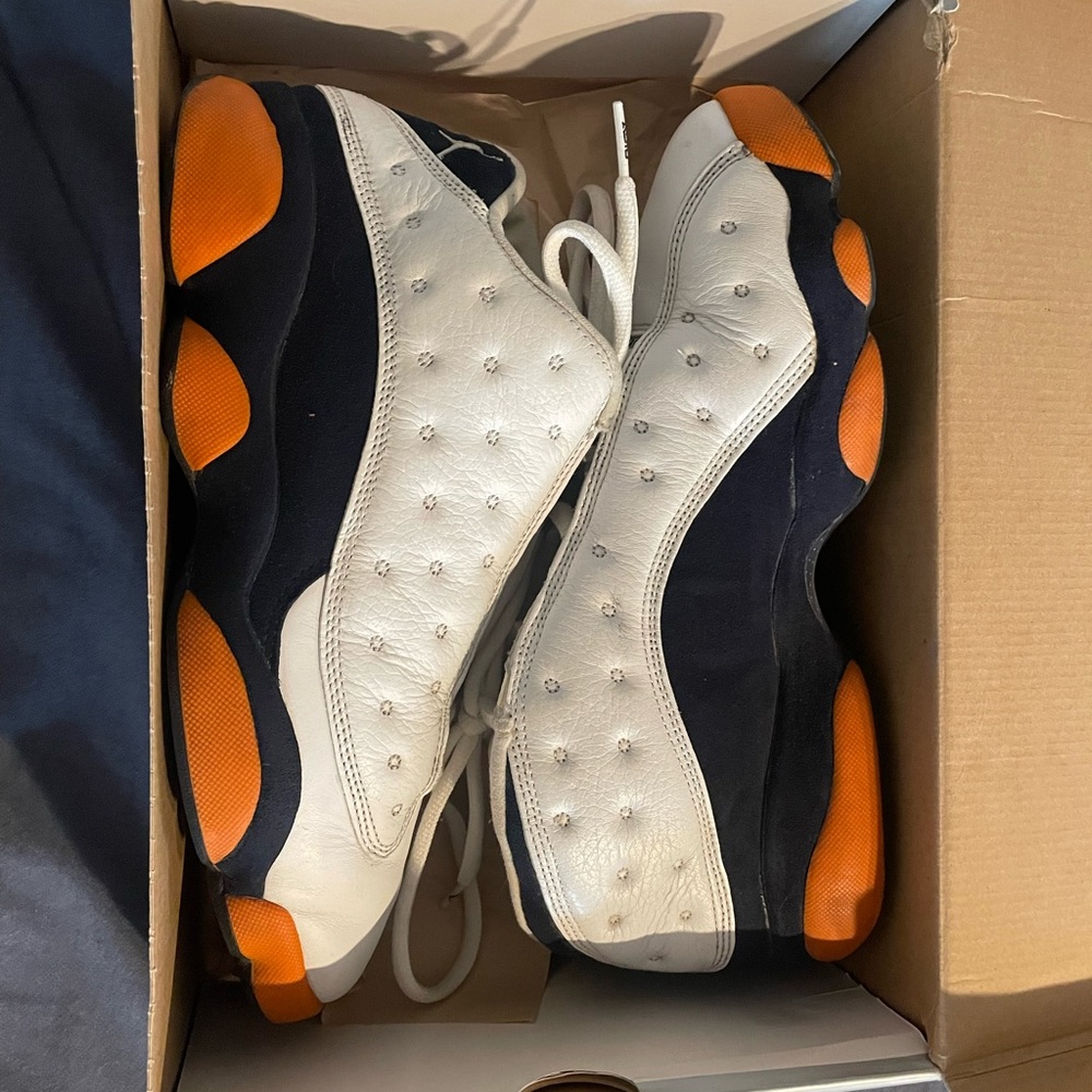 Air Jordan 13 Low Retro White Met Silver Navy Orange. Sz 9.5
